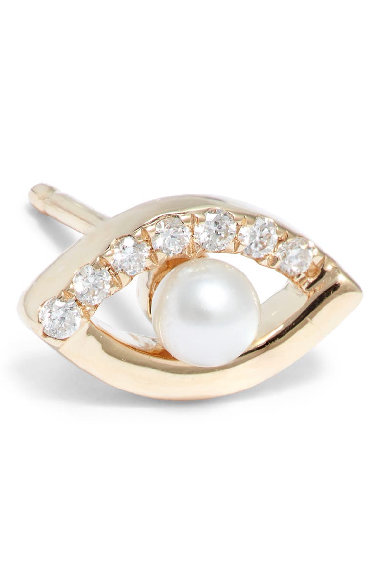 Dana Rebecca Designs Pearl & Diamond Evil Eye Stud Earrings, Alternate, color, 