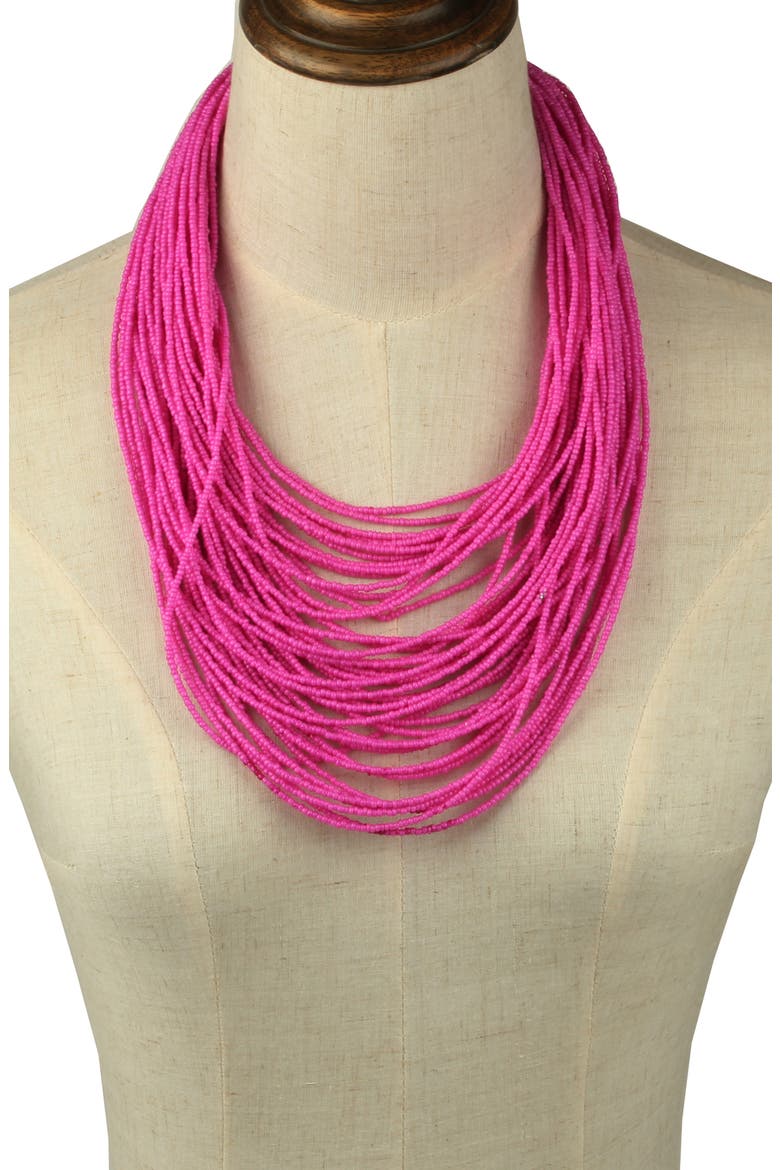 Beaded Layered Necklace, Alternate, color, PINK