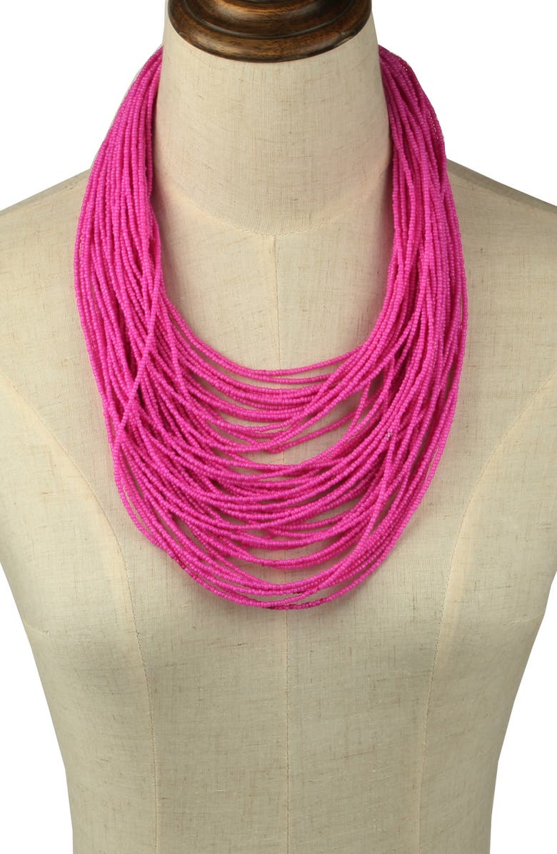 EYE CANDY LOS ANGELES Beaded Layered Necklace, Alternate, color, Pink