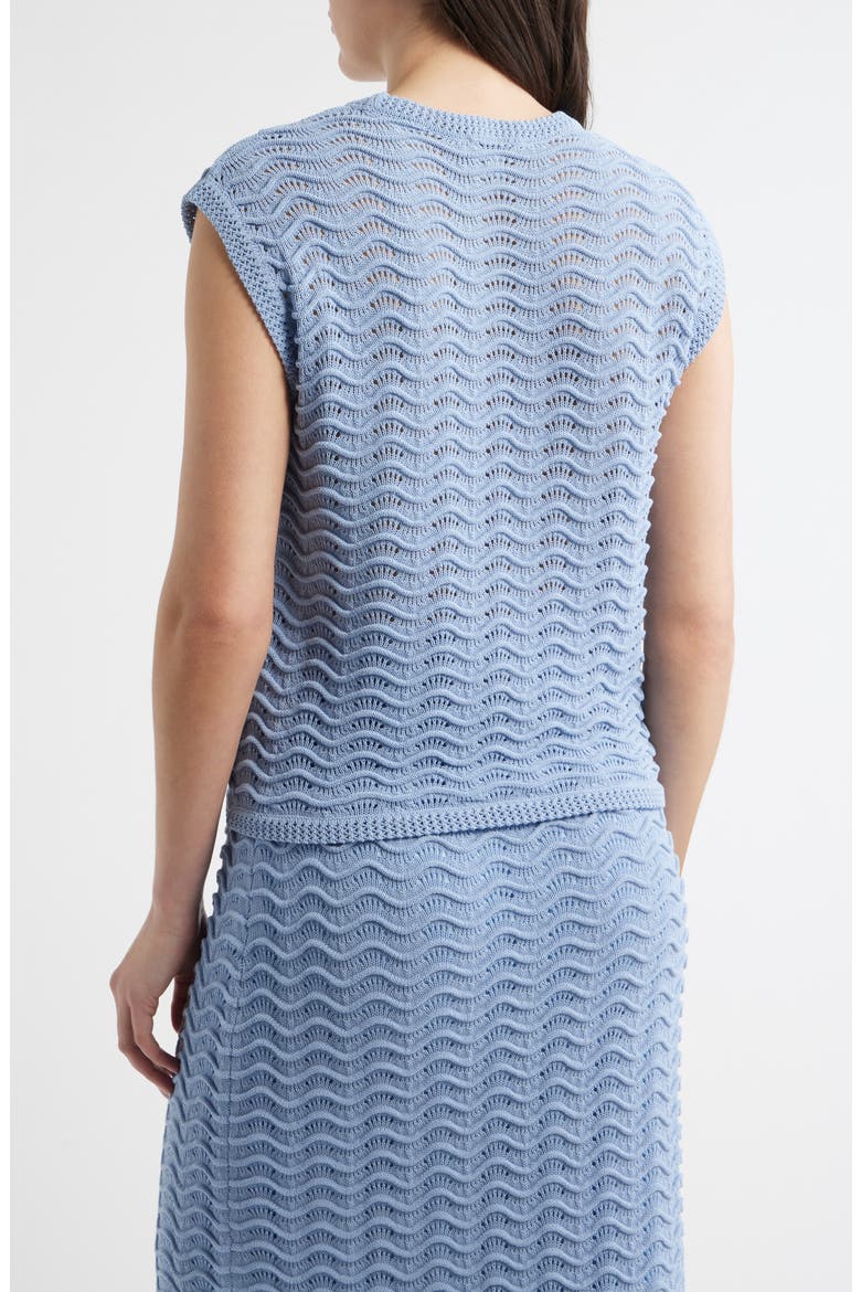 Wave Pointelle Knit Tank, Alternate, color, BLUE HERON