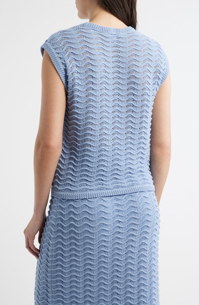 Bernardo Wave Pointelle Knit Tank, Alternate, color, Blue Heron