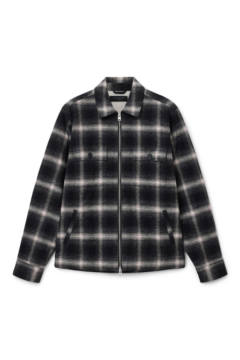 Bayo Plaid Cotton Shirt Jacket, Alternate, color, BLACK