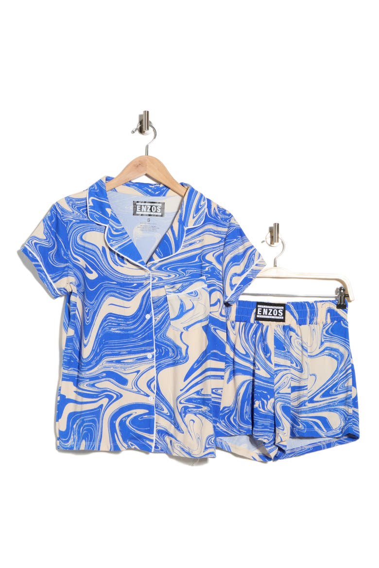 Dixie Short Pajamas, Alternate, color, THALASSA MARBLE - BL