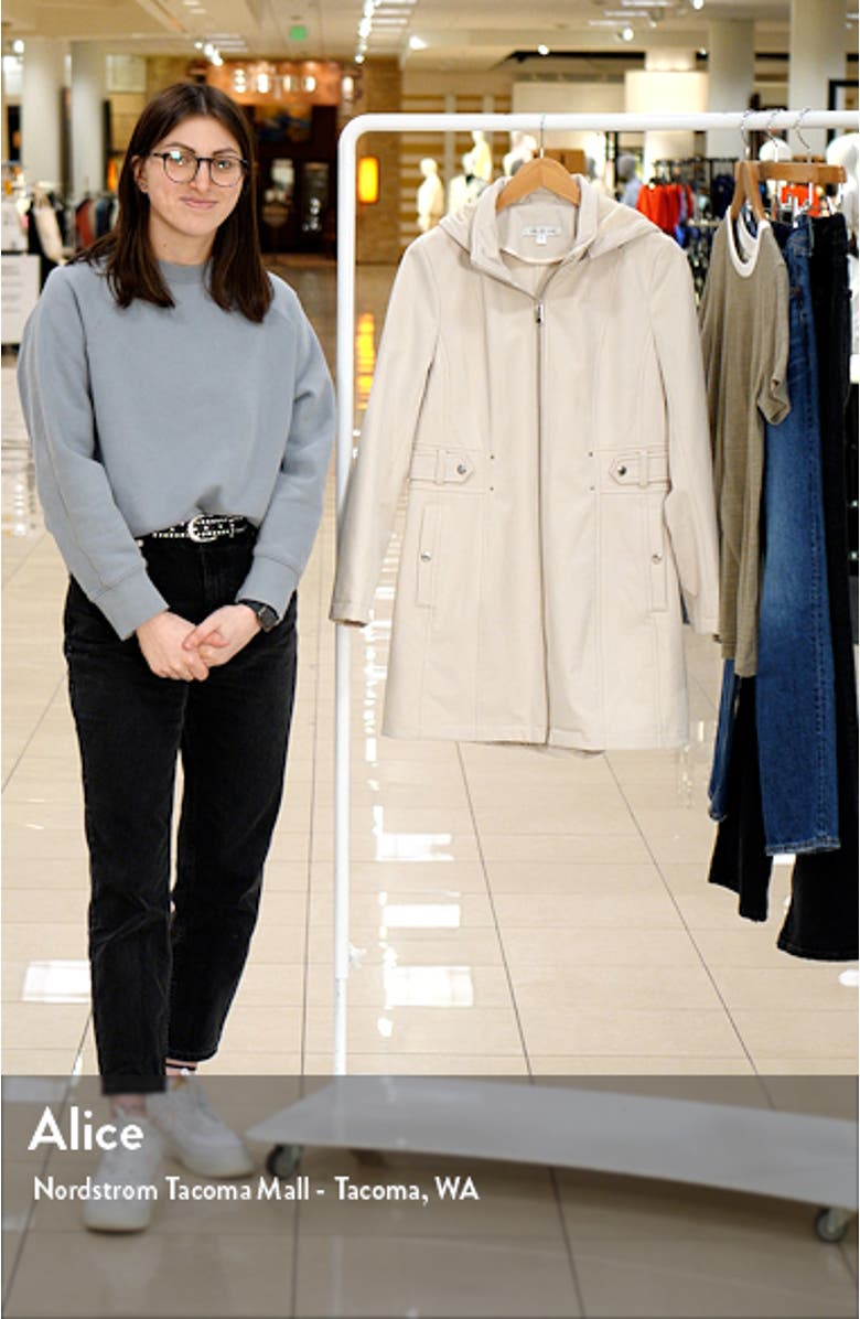 Cinch Waist Soft Shell Water Repellent Raincoat, sales video thumbnail