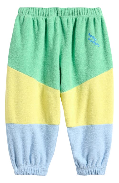 Bobo Choses Colorblock French Terry Joggers In Light Green