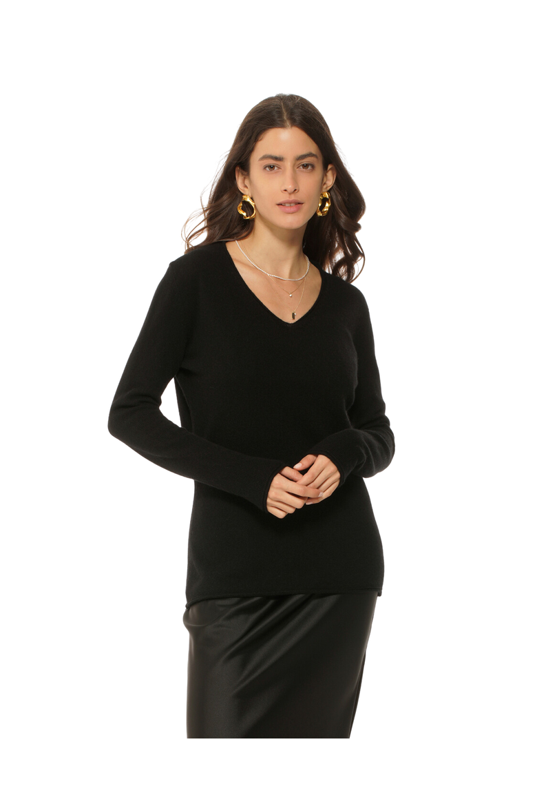Ultra-Light Cashmere V-Neck Sweater, Main, color, Black