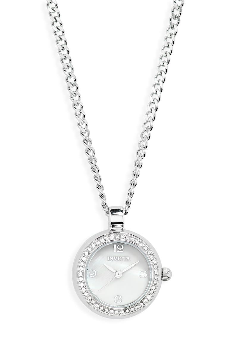 Mini Watch Pendant Necklace, 22.5mm, Main, color, WHITE
