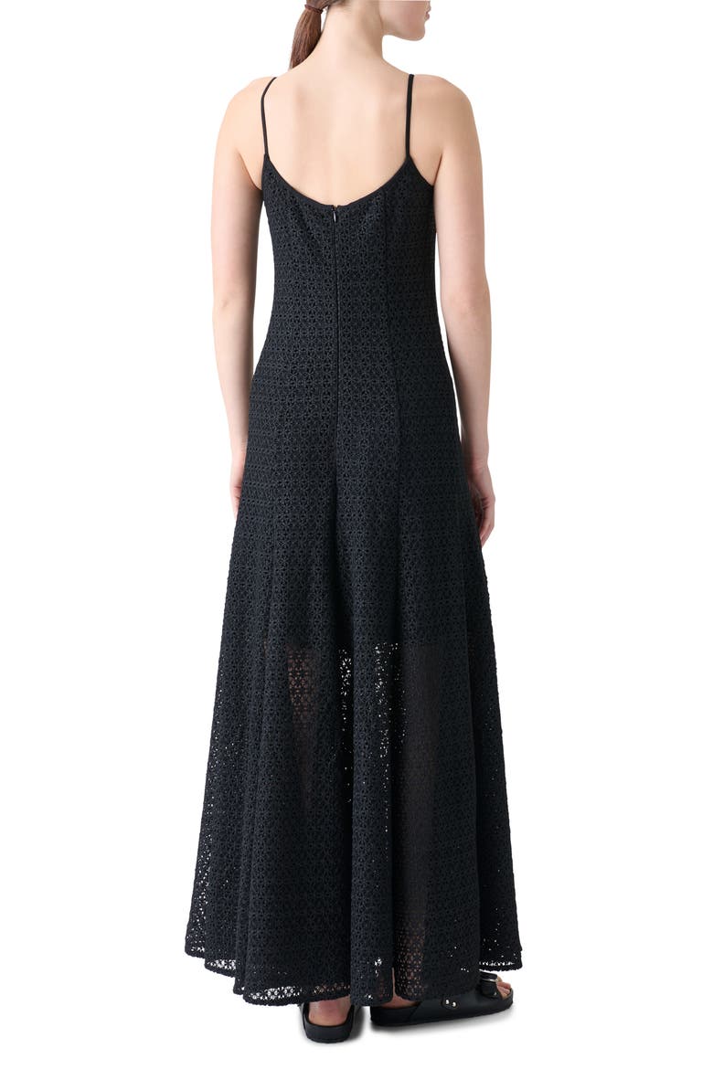 Daisy Guipure Ballet Maxi Dress, Alternate, color, BLACK