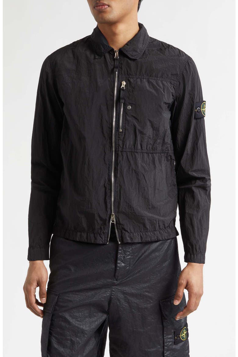Regular Fit Coated Overshirt, Main, color, BLACK