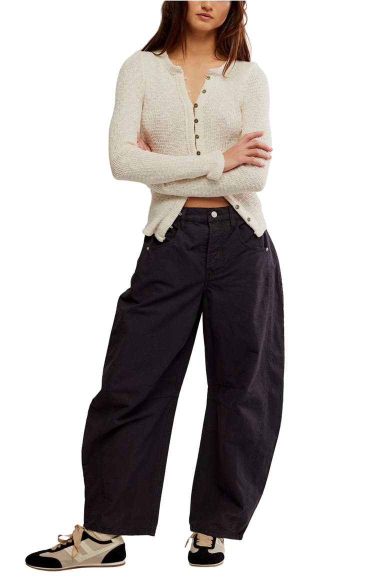 Good Luck Barrel Leg Pants, Alternate, color, BLACK