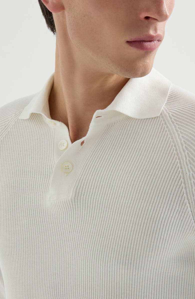 Brunello Cucinelli Rib knit polo, Alternate, color, Panama