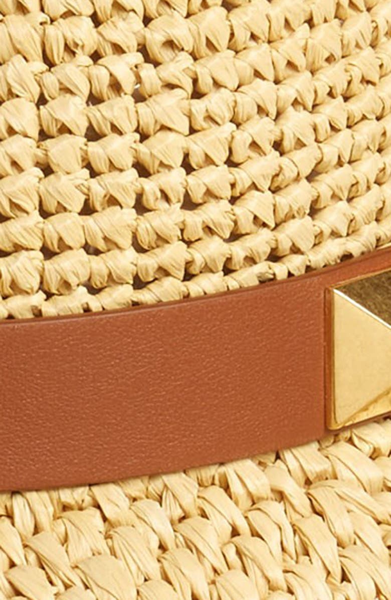 Valentino Garavani Roman Stud Straw Fedora, Alternate, color,