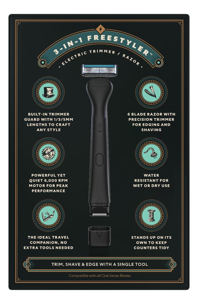 DOLLAR SHAVE CLUB 3-in-1 Freestyle Electric Trimmer/Razor, Alternate, color, Black