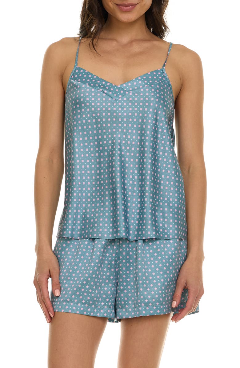 Flora Nikrooz Pippa Stripe Satin Short Pajamas, Alternate, color, Green