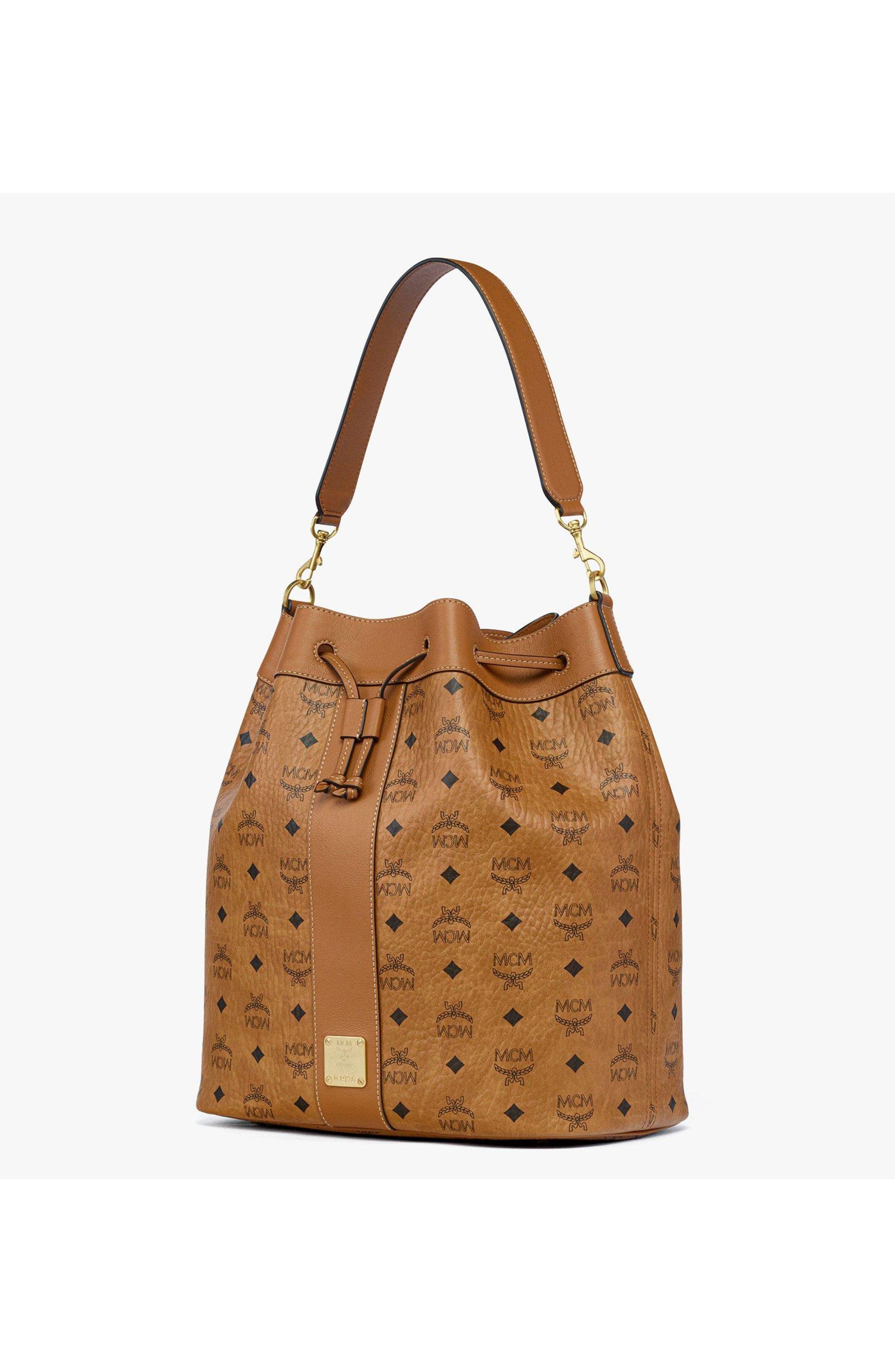 MCM Large Dessau Drawstring Bag in Visetos, Alternate, color, Co