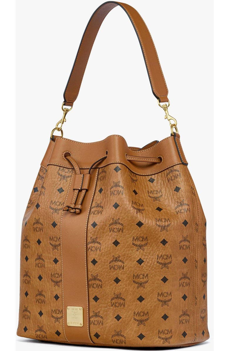 MCM Large Dessau Drawstring Bag in Visetos, Alternate, color, Co