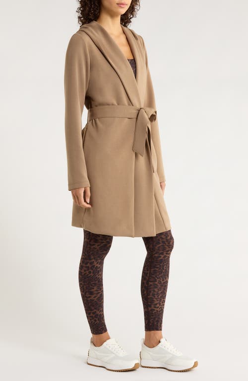 Mpg Dreamweave Hooded Wrap Cardigan In Brown