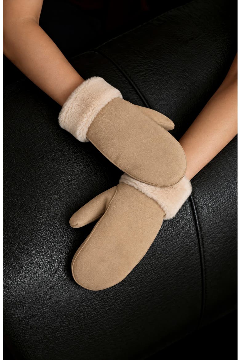 Jani Faux Suede Mittens, Alternate, color, TAUPE