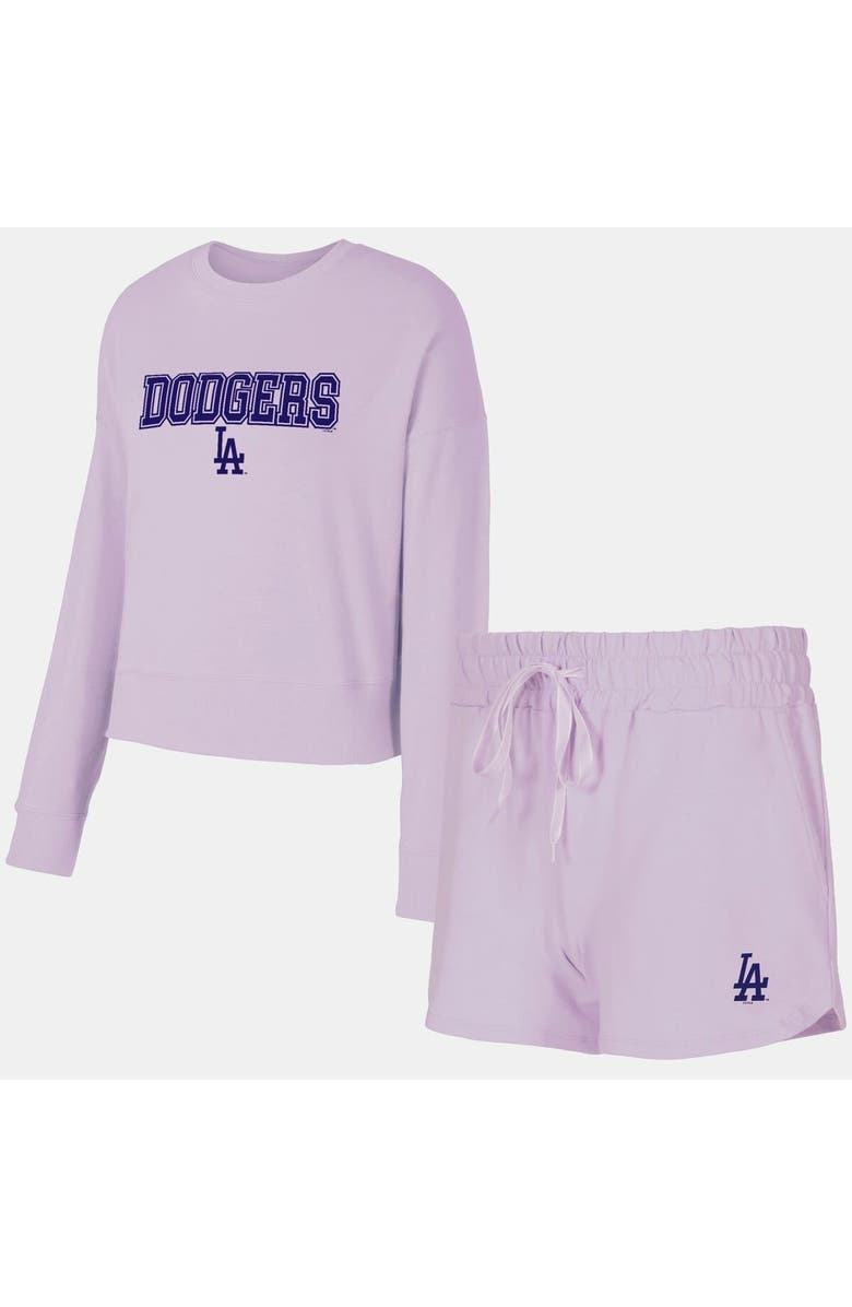 CONCEPTS SPORT Women's Concepts Sport  Lavender Los Angeles Dodgers Elevation Tri-Blend Long Sleeve T-Shirt & Shorts Set, Alternate, color, Lavender