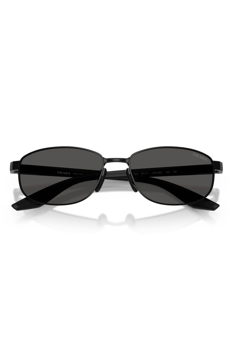 Prada Linea Rossa 58mm Oval Sunglasses, Alternate, color, Black / Dark Grey