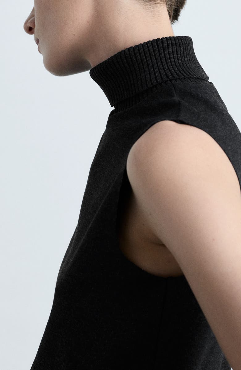 MANGO Sleeveless Turtleneck Sweater, Alternate, color, Dark Heather Grey