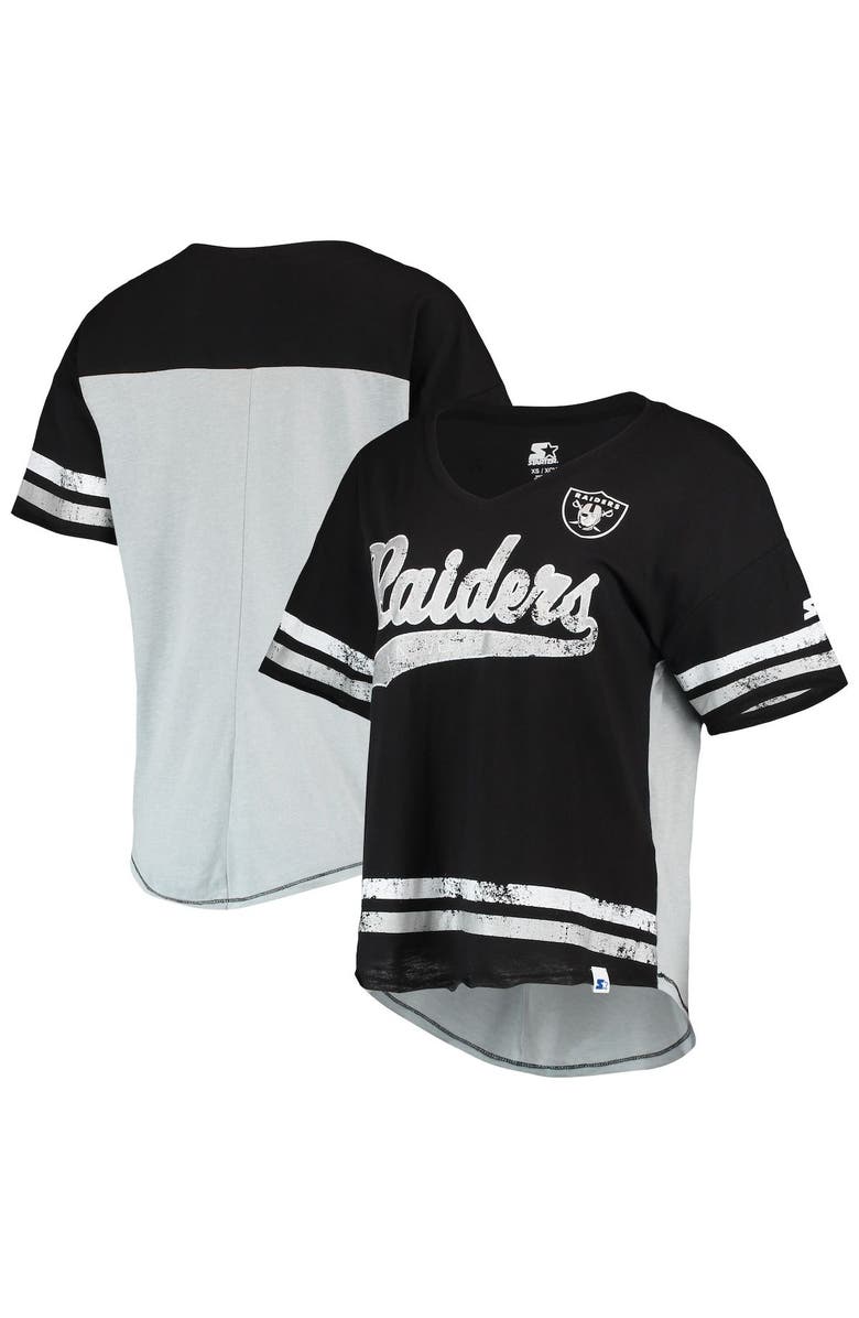 STARTER Women's Starter Black Las Vegas Raiders Scrimmage V-Neck T-Shirt, Main, color, Black
