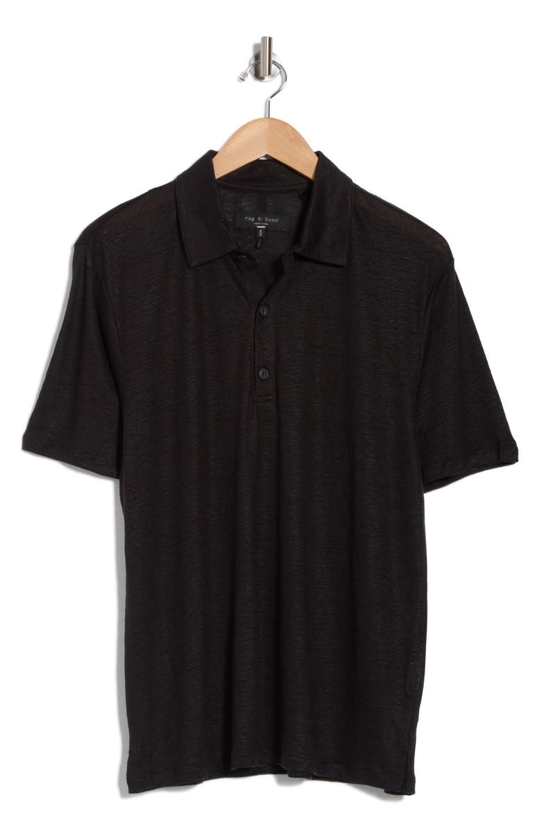 rag & bone Classic Fit Solid Slub Jersey Polo, Alternate, color, Black
