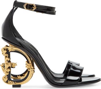 【関税送料込】DOLCE&GABBANA Keira Baroque DG Heel Sandal DOLCE & GABBANA Womens 37.5IT Keira Baroque DG Black/Gold