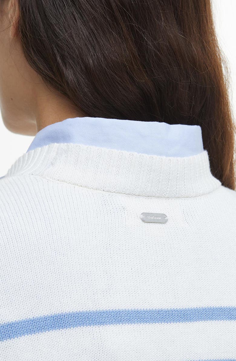 Barbour Emery Stripe Crop Cotton & Cashmere Sweater, Alternate, color, Cloud/ Blue Sky