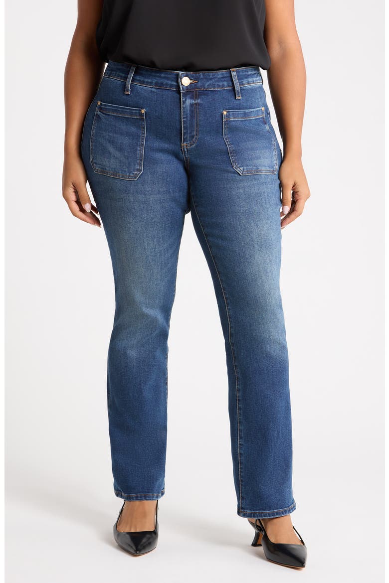 Natalie Patch Pocket Mid Rise Flare Jeans, Main, color, CHAMP