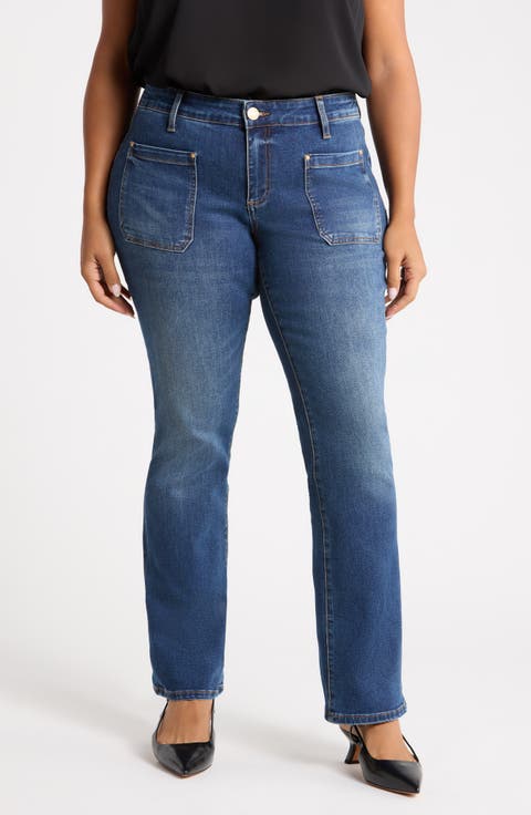 Natalie Patch Pocket Mid Rise Flare Jeans