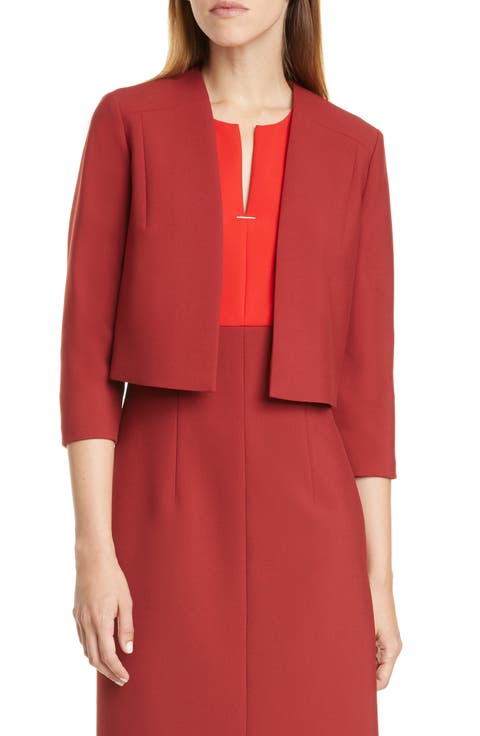 Jikiva Collarless Ponte Crop Jacket (Regular & Petite)