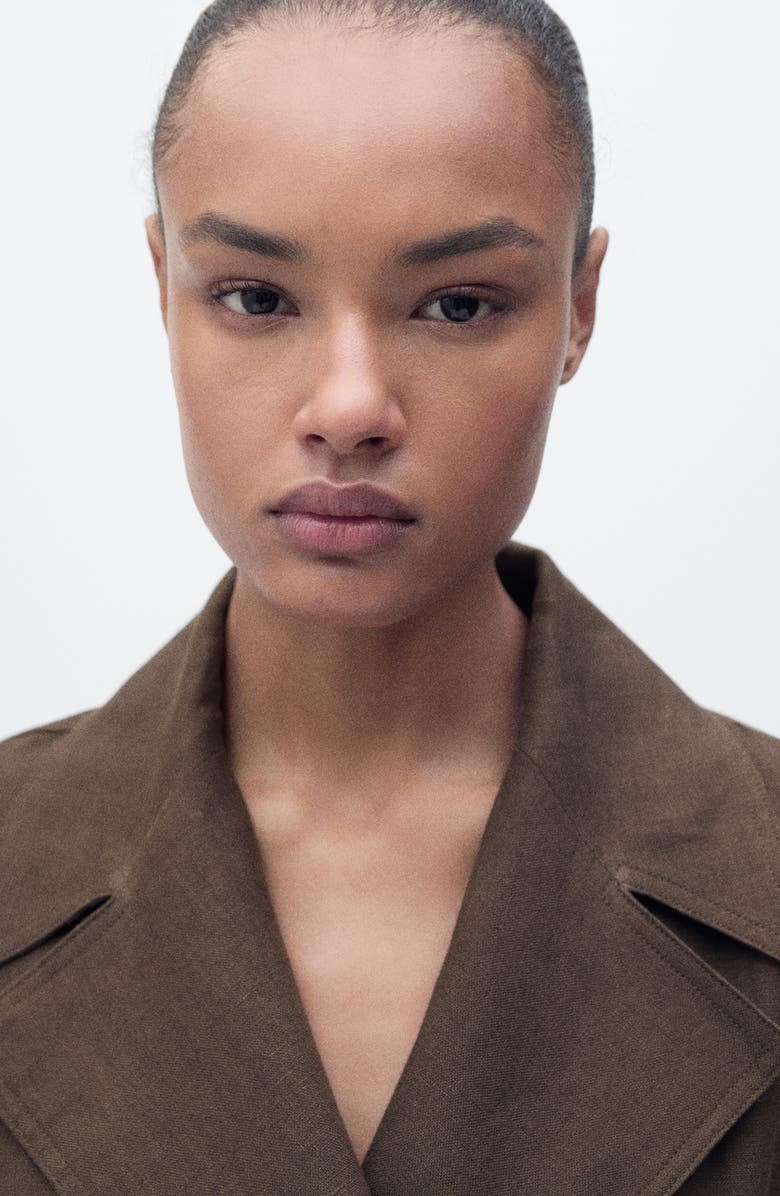 MANGO Linen Trench Coat, Alternate, color,