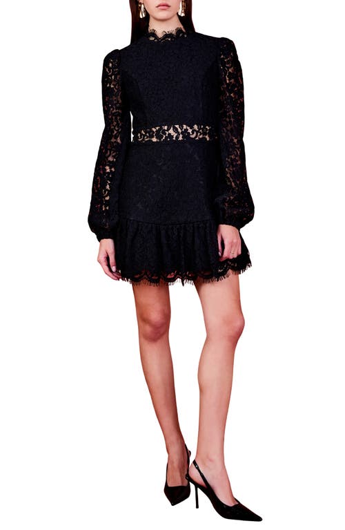 Endless Rose Lace Cutout Long Sleeve Minidress In Black