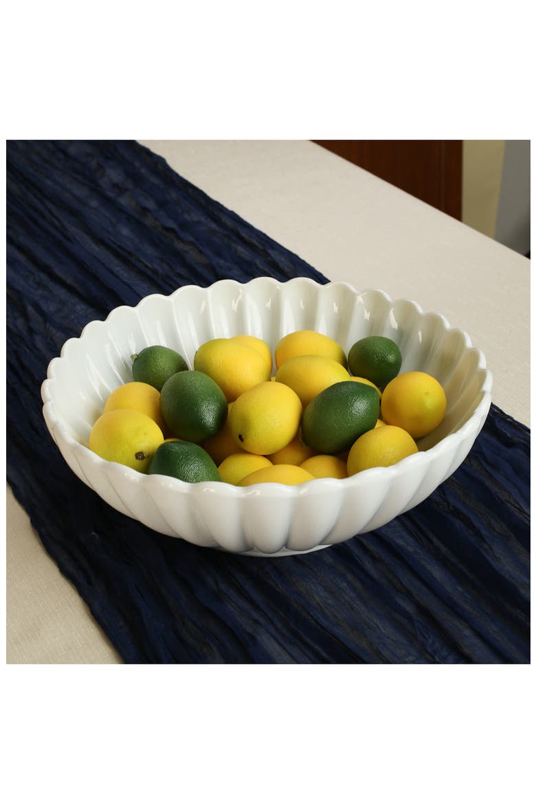 Set of 2 Petal Serving Bowls, Alternate, color, WHITE
