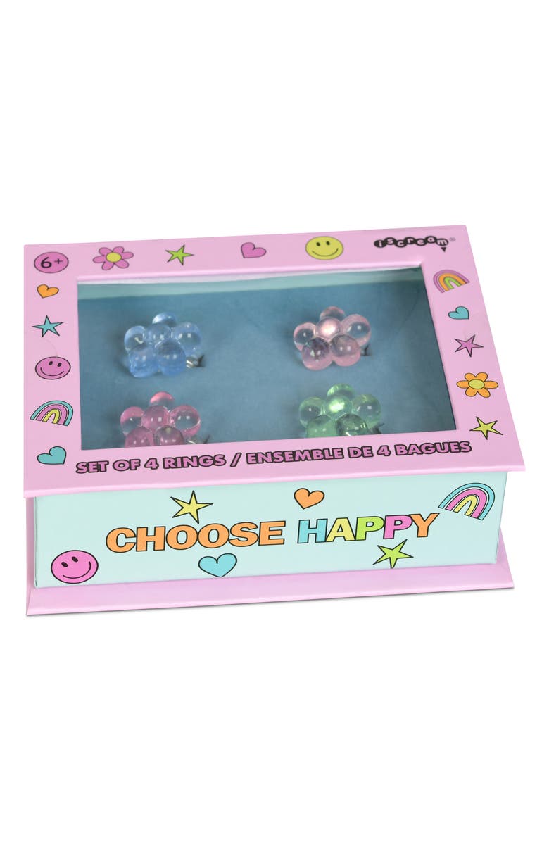 Iscream Kids' Set of 4 Flower Rings, Alternate, color, Assorted Colors
