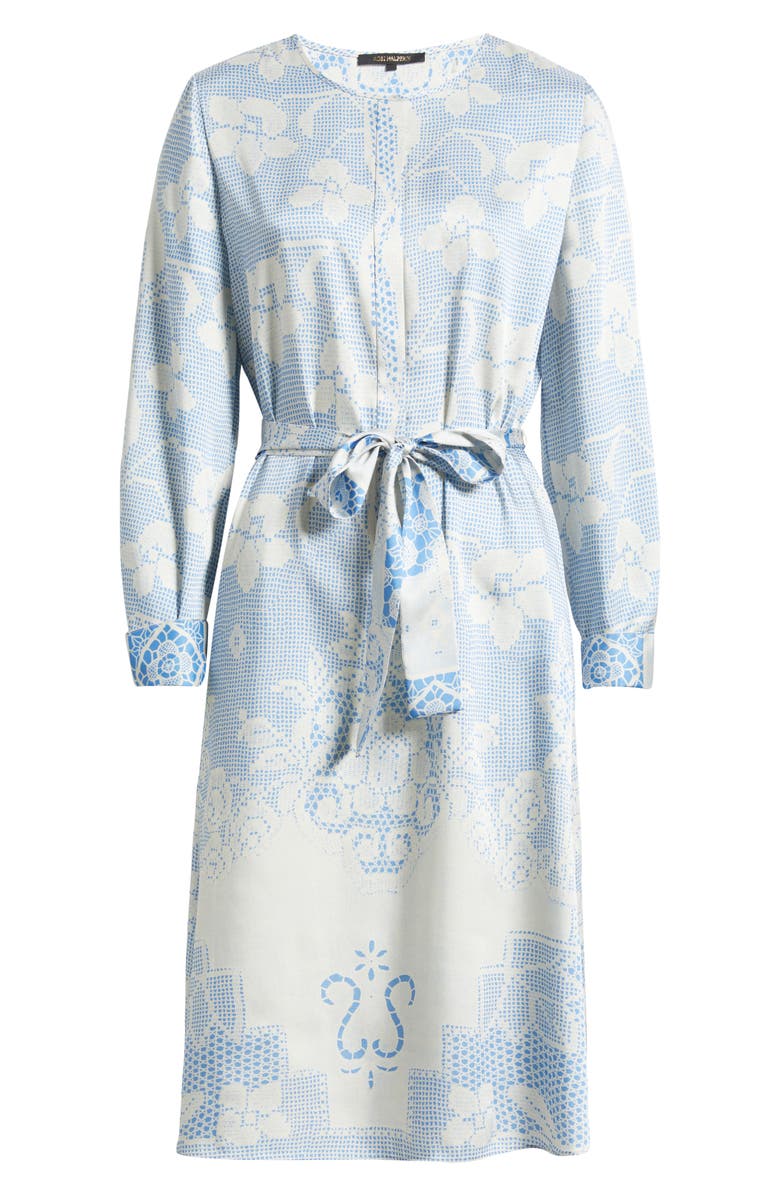 KOBI HALPERIN Michelle Print Tie Waist Long Sleeve Dress, Alternate, color, Sky Blue Multi