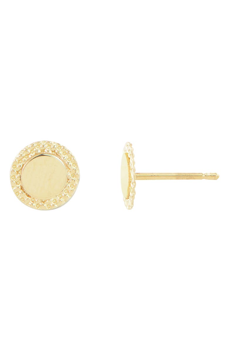 CANDELA JEWELRY 14K Yellow Gold Textured Halo Stud Earrings, Main, color, 