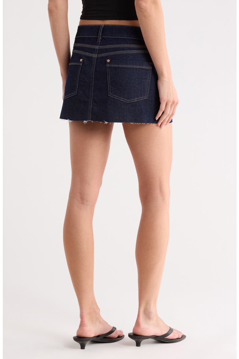Raw Hem Denim Miniskirt, Alternate, color, DARK RINSE
