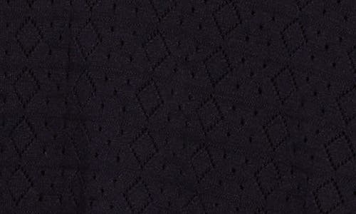T Tahari Mitered Pointelle V-neck Short Sleeve Sweater In Black