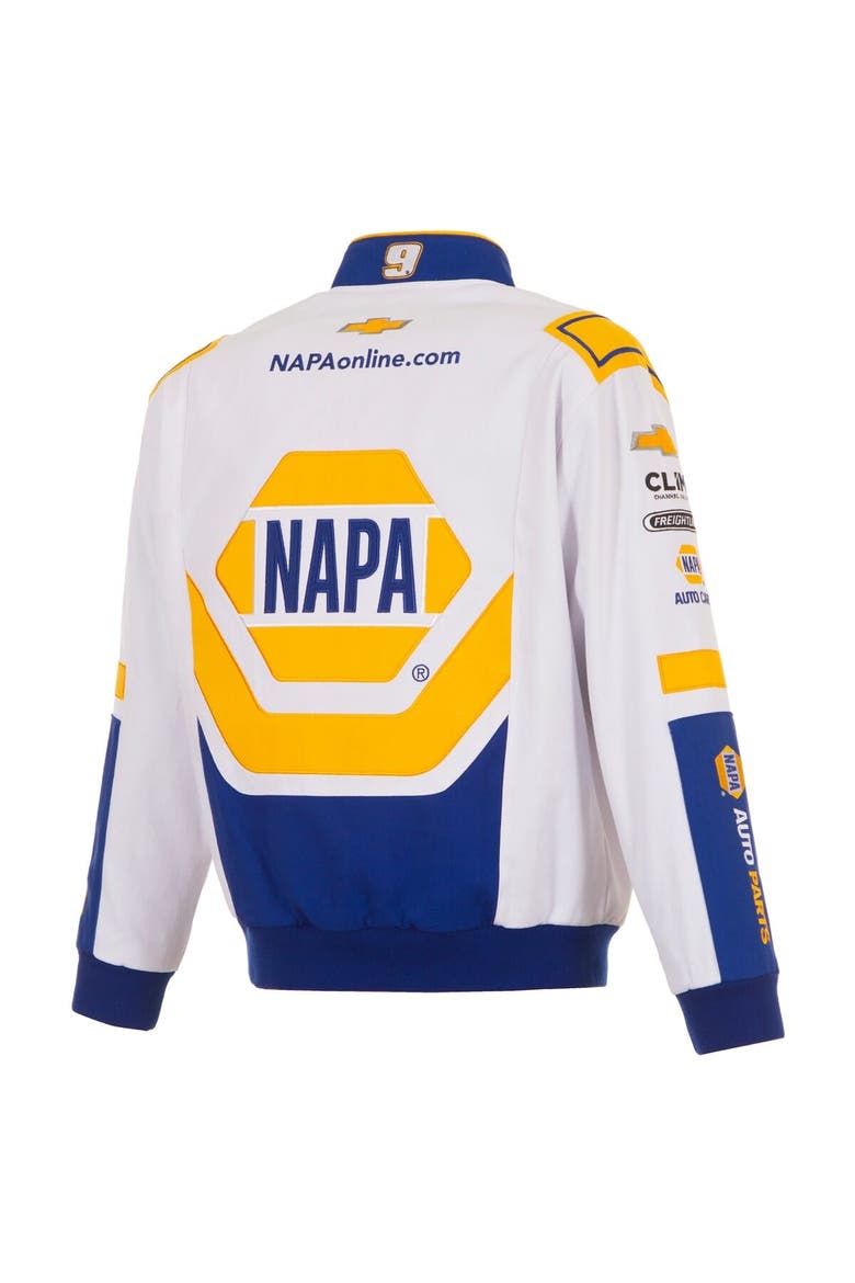 Men's JH Design White/Royal Chase Elliott NAPA Full-Snap Twill Uniform Jacket, Alternate, color, White