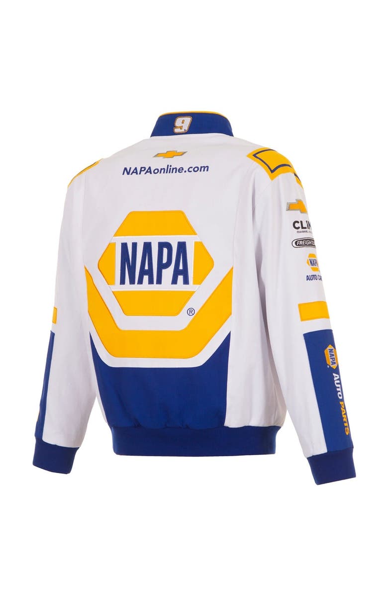 JH DESIGN Men
s JH Design White/Royal Chase Elliott NAPA Full-Snap Twill Uniform Jacket, Alternate, color, White