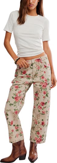 Deep Trance Floral Wide Leg Ankle Jeans