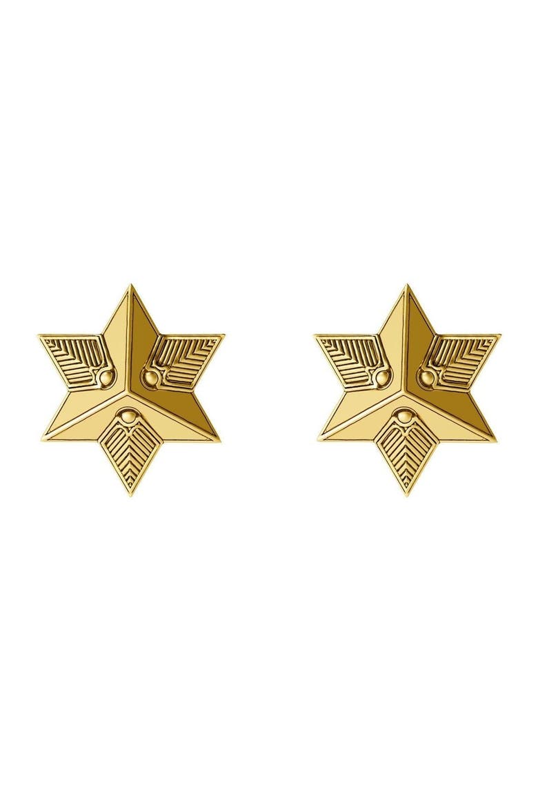 Six-Pointed Star Stud Earrings, Main, color, Gold