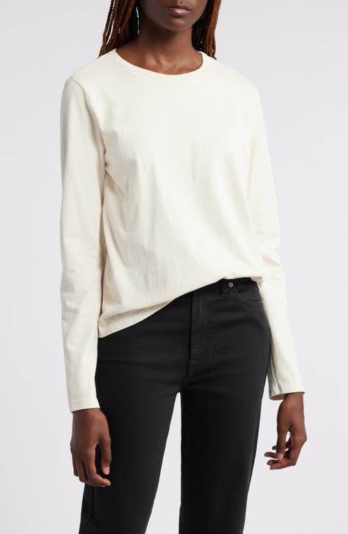 Wyeth Sage Long Sleeve Cotton T-Shirt in Ecru 