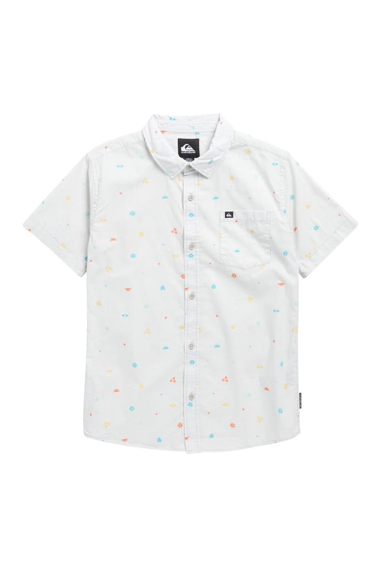 Kids' Piled Up Cotton Button-Up Shirt, Main, color, MICRO CHIP