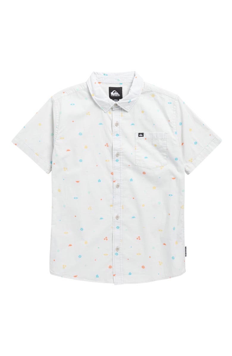 Quiksilver Kids' Piled Up Cotton Button-Up Shirt, Main, color, Micro Chip