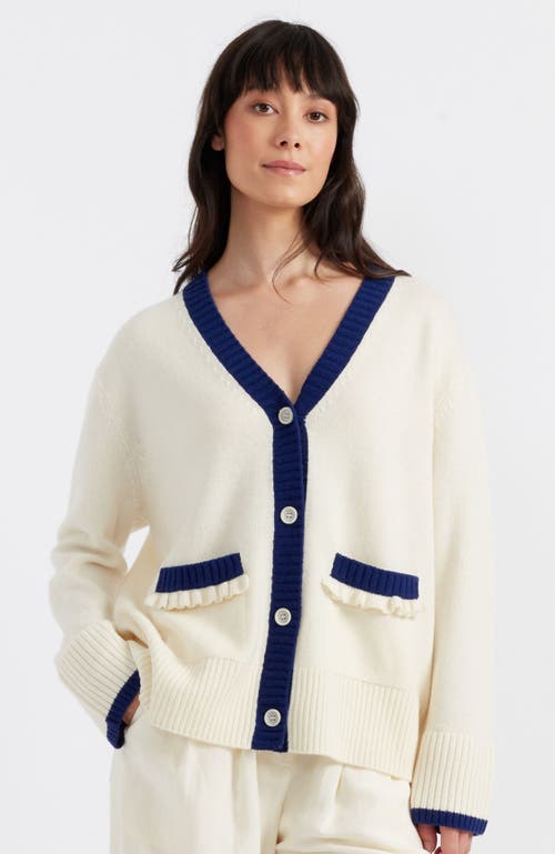 Chinti & Parker Nautical Cardigan In Cream/admiral Blue