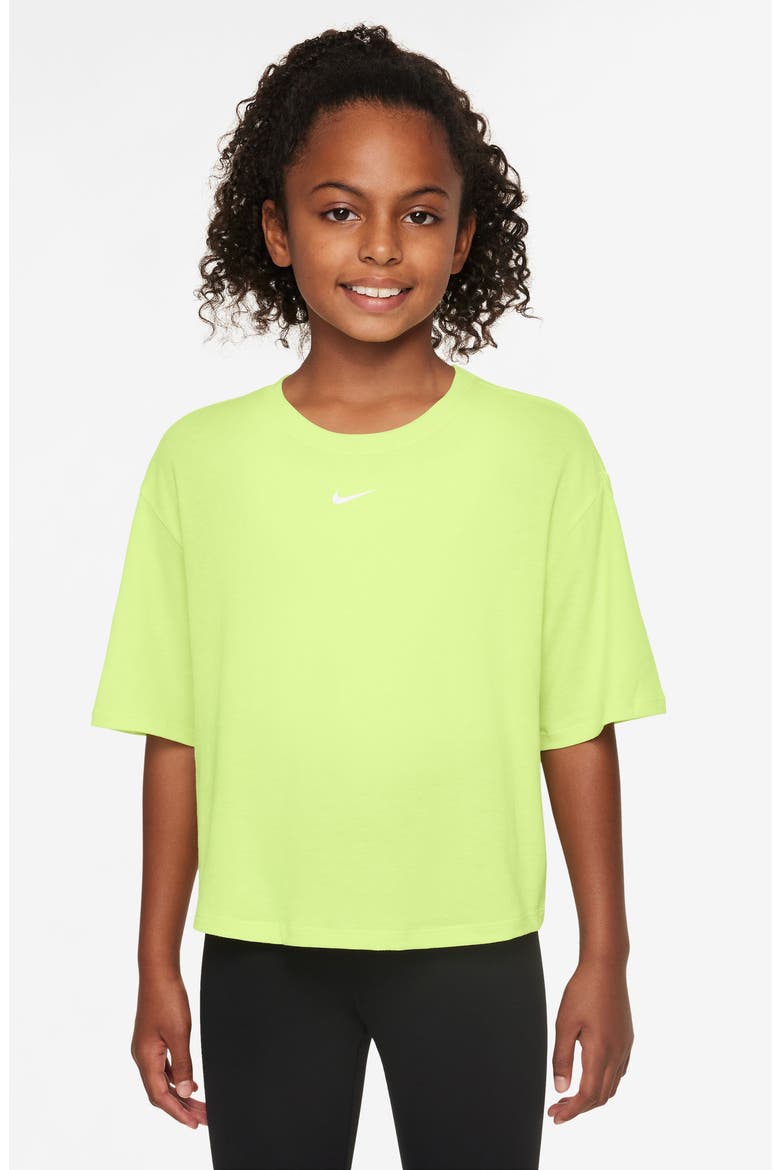 Kids' Sportswear Dri-FIT One T-Shirt, Main, color, LIGHT LEMON TWIST/ WHITE