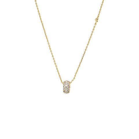 Wide Pave Roller Charm Necklace
